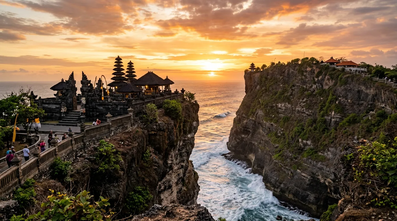 Uluwatu temple — cliff and ocean at sunset