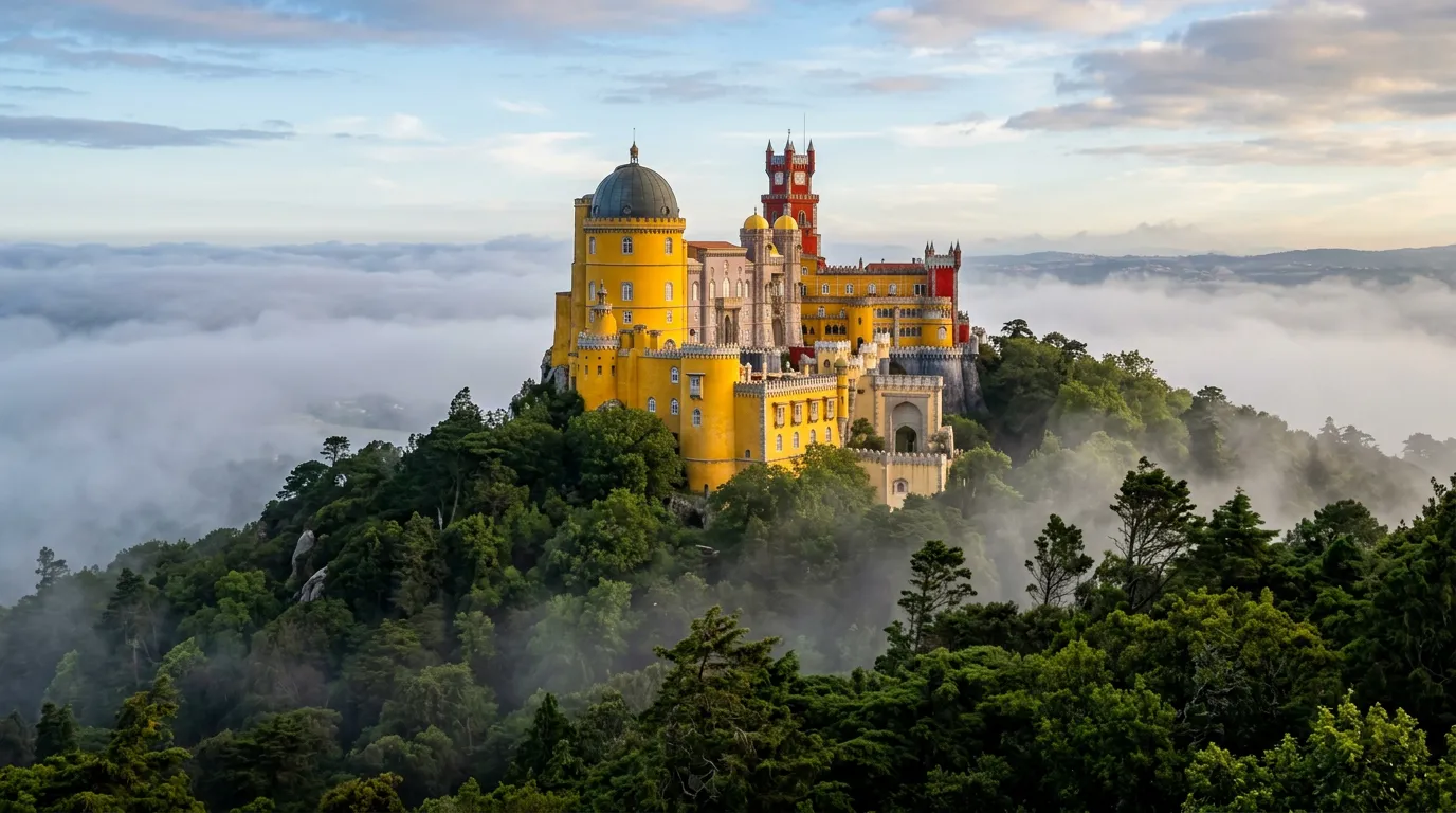 Pena Palace, Sintra — bright colors in the mist