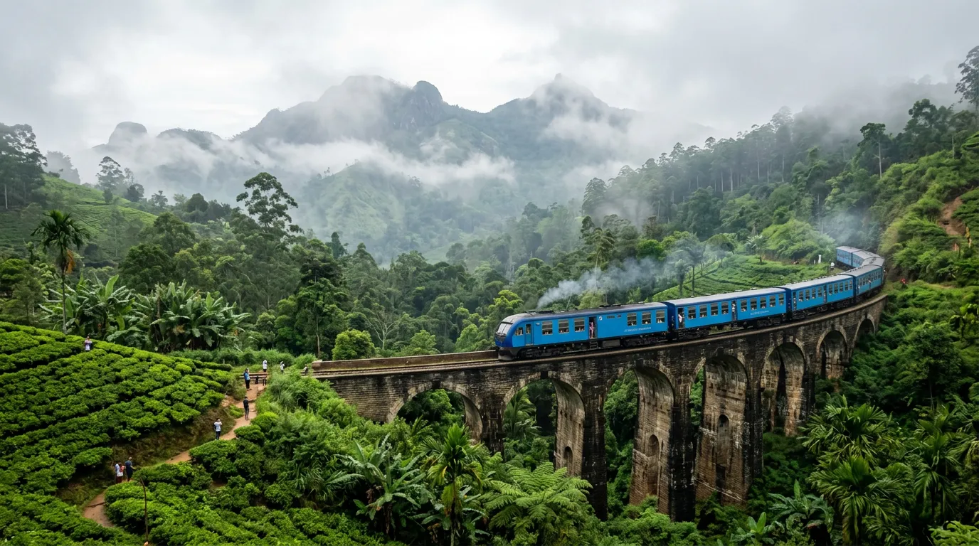 Nine Arches Bridge, Ella — brick viaduct in the tea hills